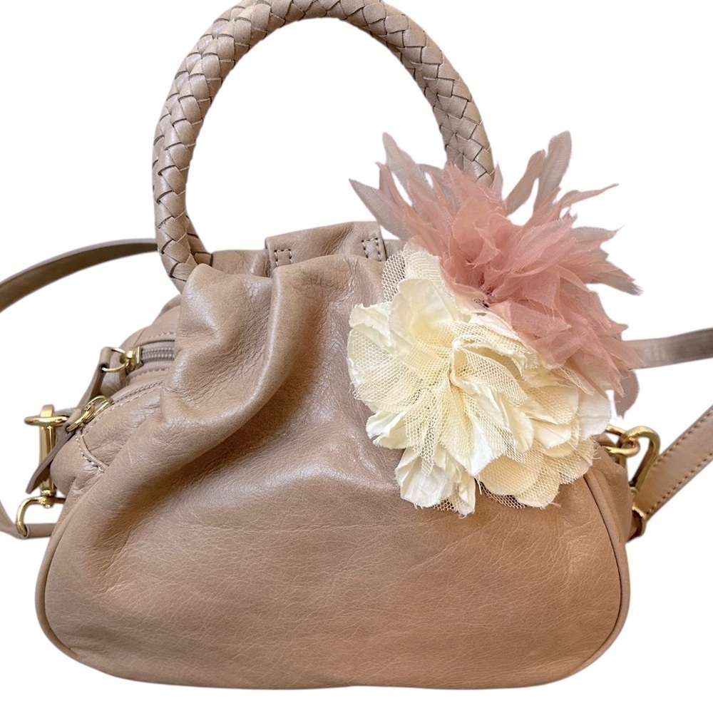 NWT Talbots Genuine Leather Handbag/Crossbody w/Silk Flowers - Picture 3 of 16
